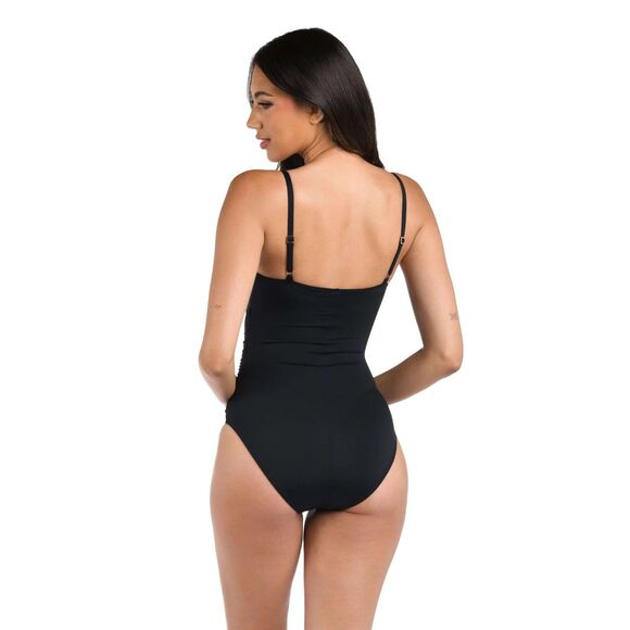 NWT La Blanca Island Goddess Lingerie One Piece in Solid Black Size 12 - Picture 5 of 16